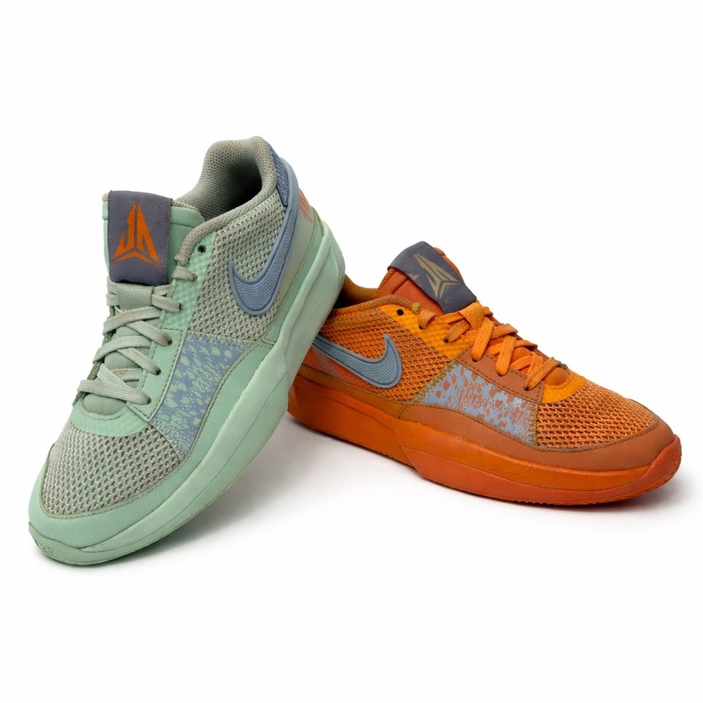 Nike Ja 1 GS Bright Mandarin Vapor Green Mismatched Basketball Shoes 5.5Y (W 7)